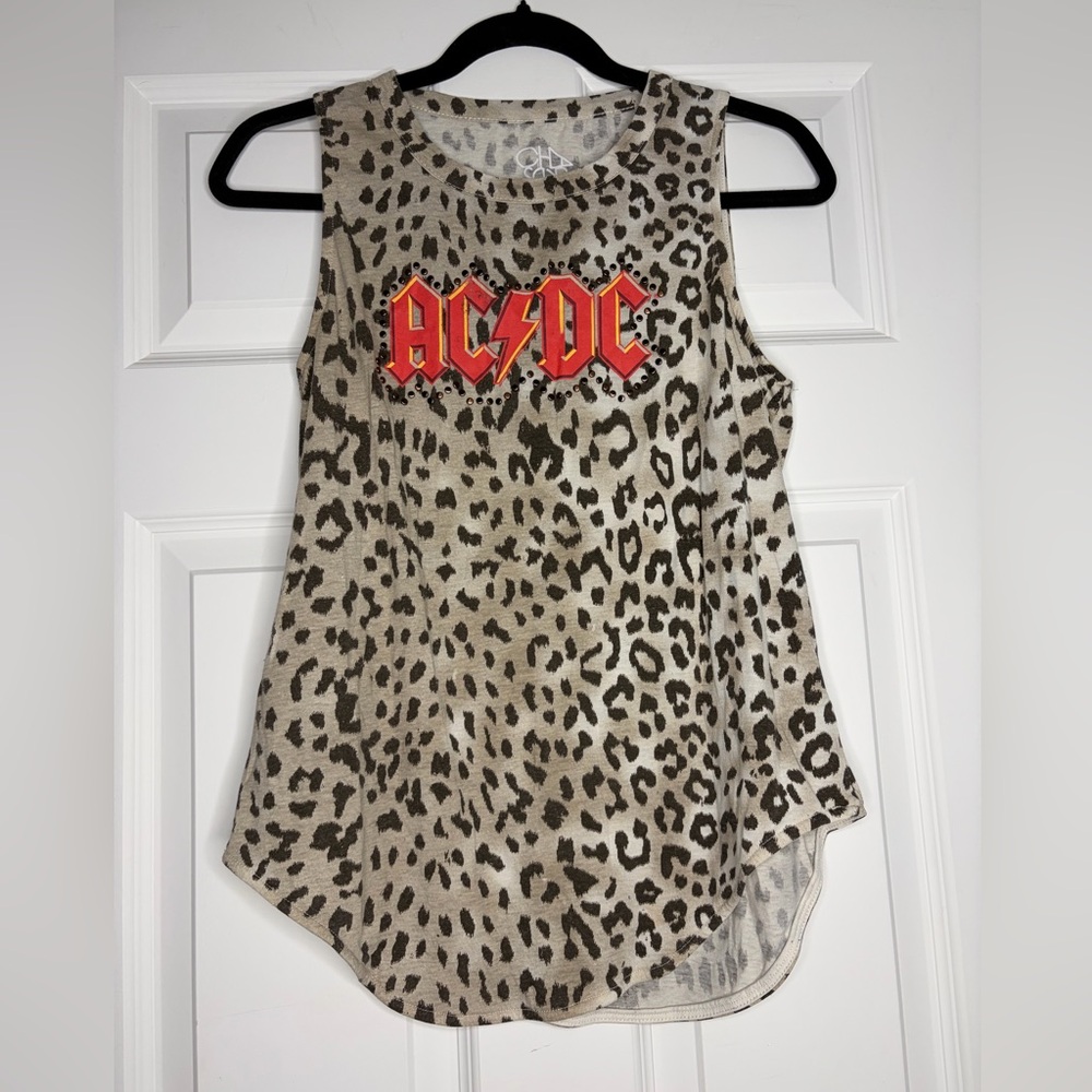 Free People Grey & Black Leopard Print Top